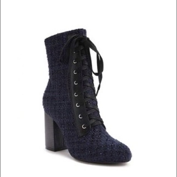 Navy Blue Tweed Boot - Picture 2 of 3